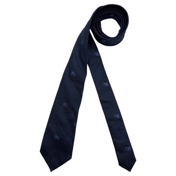 BURBERRY Blue Tartan Monogrammed Logo Silk LUXURY Slim Tie ITALY - Picture 1 of 5
